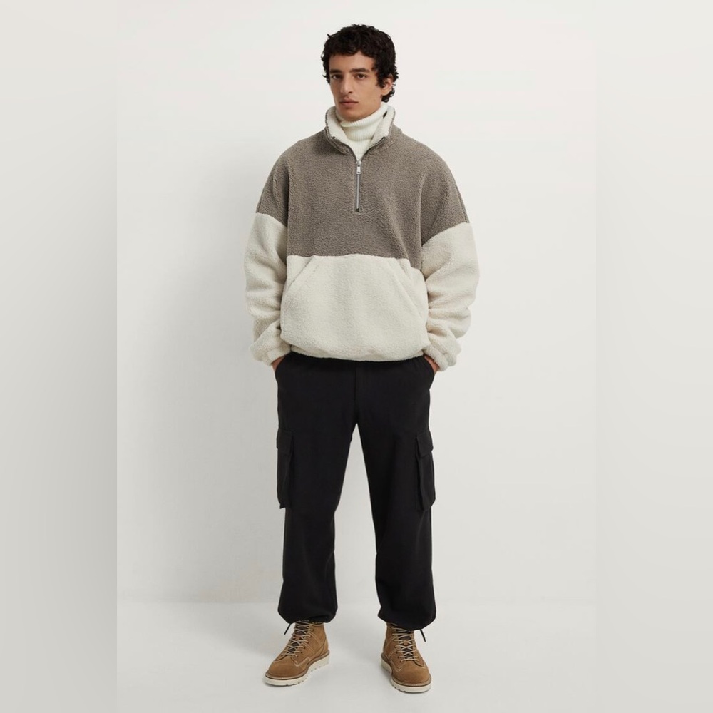 Men’s Colorblock Fleece Pullover Jacket - Medium